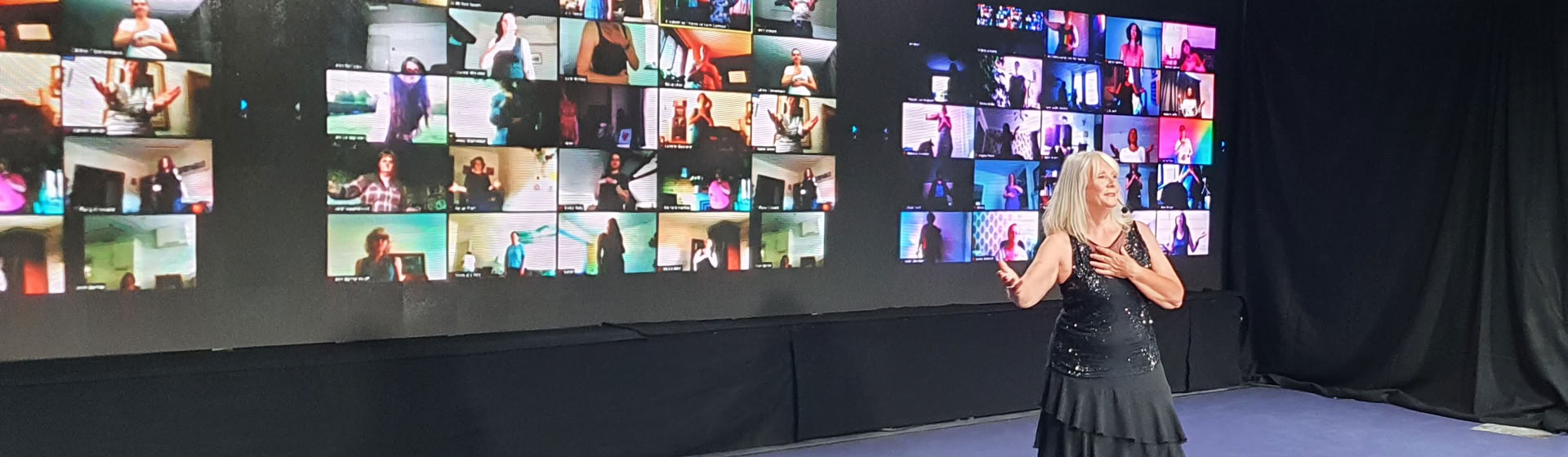 Susie transmitting at the One Woman Conference to 4000 participants worldwide.